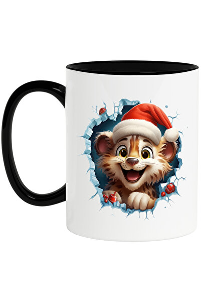 StoryGift Romania Cana cu un pui de tigru cu caciula de Craciun care scoate c...