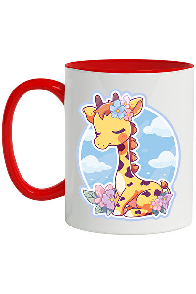 StoryGift Romania Cana Cu Girafa, Flori, Frunze, Nori, Multicolor 330 ml, Cer...