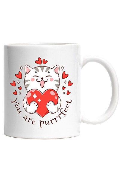 StoryGift Romania Cana cu o pisicuta care tine o inima cu mesajul "You are pu...