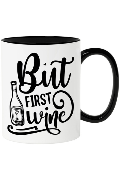 StoryGift Romania Cana cu textul in engleza "But first wine" - dar prima data...