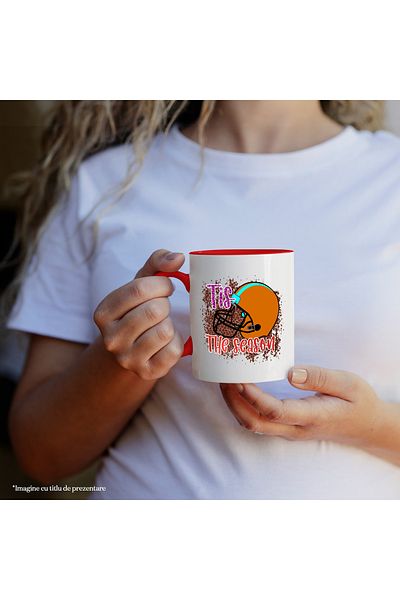 StoryGift Romania Mug with the message "Tis the season", this is the season, illustration, sport, helmet, With ,STG