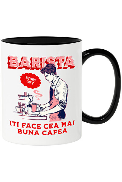 StoryGift Romania Cana cu Barbat Barista meserie cafea Munca text Iti face Ce...