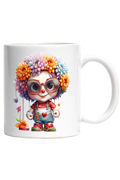 StoryGift Romania Cana cu un baietel clovn | ilustratie | joker | flori pe ca...