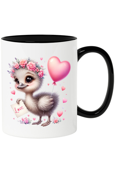 StoryGift Romania Cana cu un puisor cenusiu care tine o foita cu mesajul "Lov...