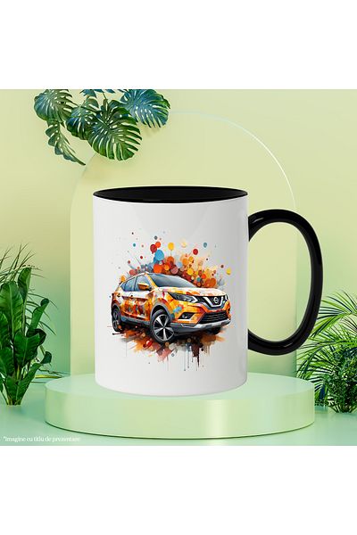 StoryGift Romania Car Mug, Brand, Nissan Qashqai, Polka Dots, Geometric, Multicolor 330 ml, Sky, With ,STG