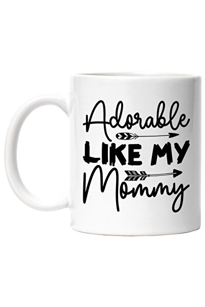StoryGift Romania Cana cu textul in engleza "Adorable like my mommy" - adorabila ca mamicuta mea c, Cu Maner Alb