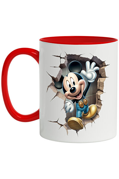 StoryGift Romania Cana Cu Mickey Mouse, Personaj, Disney, Zid, Iubitori De Desene Animate, Multico, Cu Maner Rosu