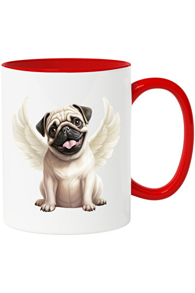StoryGift Romania Cana cu un catel Pug care are aripi albe | ilustratie | lim...