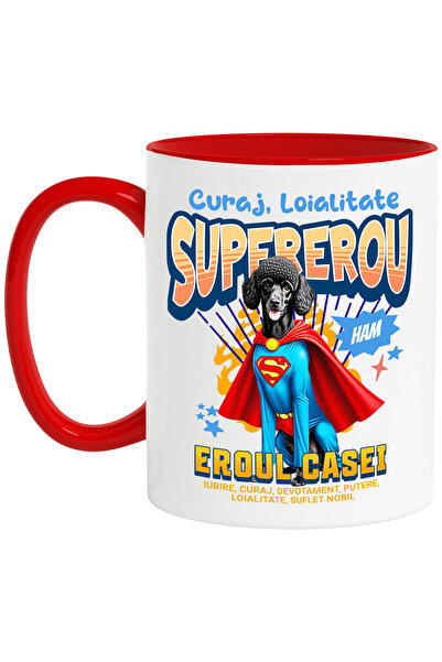 StoryGift Romania Cana cu Pudel / Poodle Caine In Costum de SuperMan cu Peler...