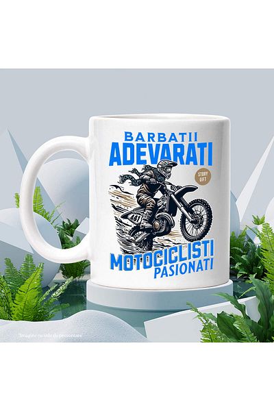 StoryGift Romania Cana cu Motociclist Curse Cu Casca Si esarfa In vant Sport Pasiune Motociclist A, Cu Maner Alb