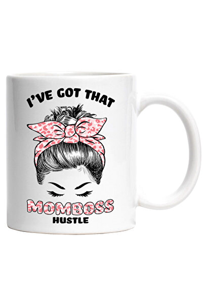 StoryGift Romania Cana cu mesajul "I've got that Momboss Hustle", ilustratie,...