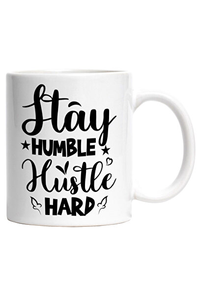 StoryGift Romania Cana cu stelute si textul "Stay humble, hustle hard" - stai...