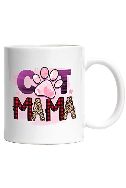 StoryGift Romania Cana cu mesajul "Cat mama", mama pisica, fundal roz, labuta...