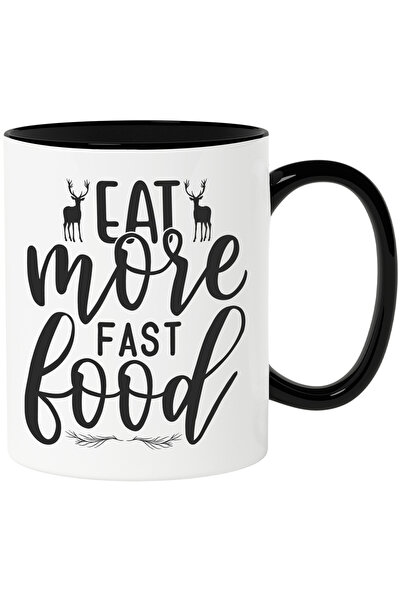 StoryGift Romania Cana cu 2 cerbi si textul "Eat more fast food" - mananca ma...