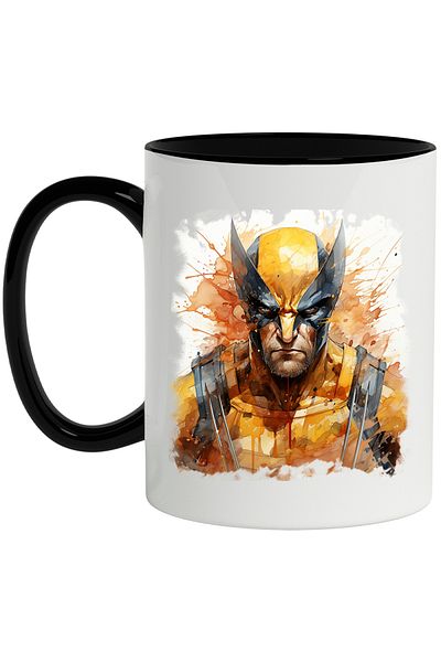 StoryGift Romania Cana Cu Wolverine, X-Men, Marvel, Supererou, Costum, Logan, Multicolor 330 ml, C, Cu Maner Negru