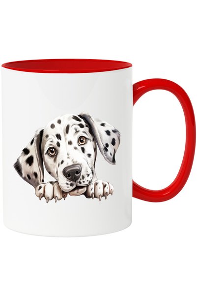 StoryGift Romania Cana cu un caine dalmatian | ilustratie | pete negre | alb ...
