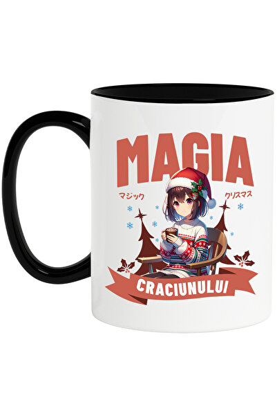 StoryGift Romania Cana cu Fata Stil Anime Cu Caciula si Pulover De Craciun Te...