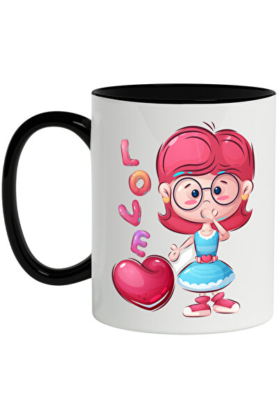 StoryGift Romania Cana Cu Mesaj In Engleza Love, Inimi, Rochie, Fata, Ochelar...