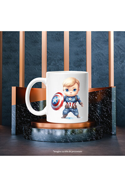 StoryGift Romania Captain America Mug, Marvel, Avengers, Superheroes, Movie Lovers, Multi, White Handle