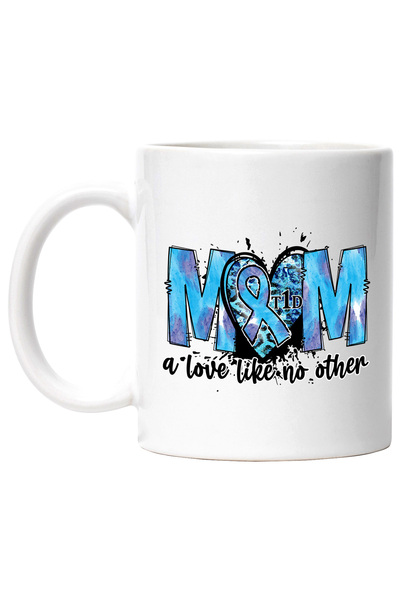 StoryGift Romania Cana cu mesajul "Mom, a love like no other", diabet de tipul 1, ilustratie, cons, Cu Maner Alb
