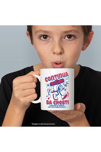 StoryGift Romania Cana cu Aparat Foto Cu Manusi De Personaj Fictiv Hobby Fotografie Text Continua , Cu Maner Alb