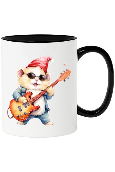 StoryGift Romania Cana cu un soarece care canta la chitara | ilustratie | instrument muzical | mel, Cu Maner Negru