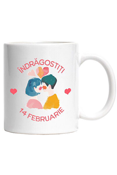 StoryGift Romania Couple Mug Lovers February 14 Love, 330ml, Ceramic with Whi...