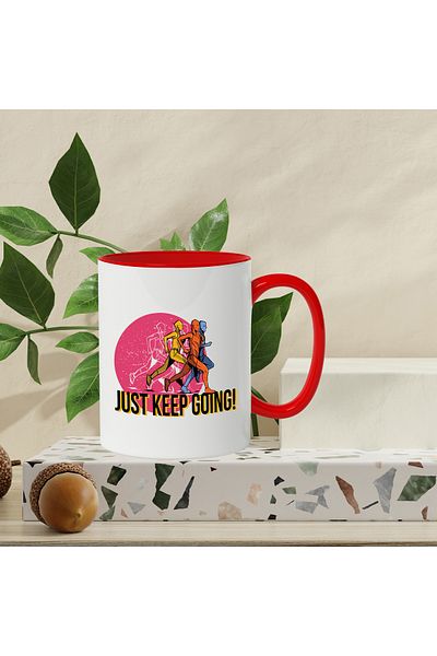 StoryGift Romania Mug With Message In English Just Keep Going, Athletics, Competition, Multicolor 330 m, With ,STG