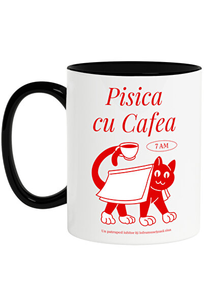 StoryGift Romania Cana Pisica cu Cafea. Simte bucuria pisicii cafelei , 330ml...