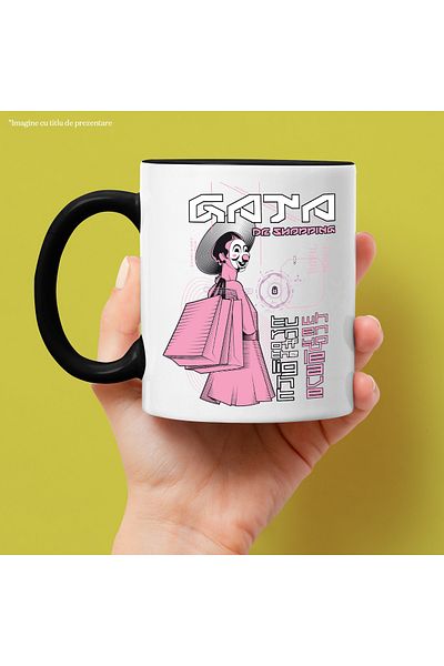 StoryGift Romania Woman Mug With Clown Mask And Shopping Bags, 330ml, Ceramic With Handle Ne, With, STG
