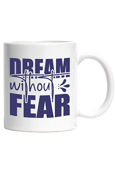StoryGift Romania Cana cu mesajul in engleza "Dream without fear" - viseaza fara frica obiective c, Cu Maner Alb