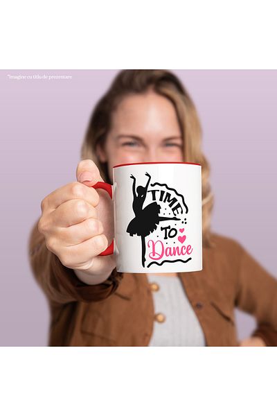StoryGift Romania Mug with hearts and the message "Time to dance" - it's time to dance with Maner, Cu,STG