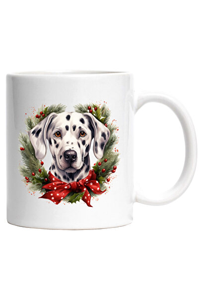StoryGift Romania Cana cu un caine Dalmatian | ilustratie | coroana | brad | ...