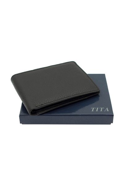 OEM Men's wallet, made of genuine leather, slim, Brown, TITA, 12 x 9 x 1.5 cm - PR365