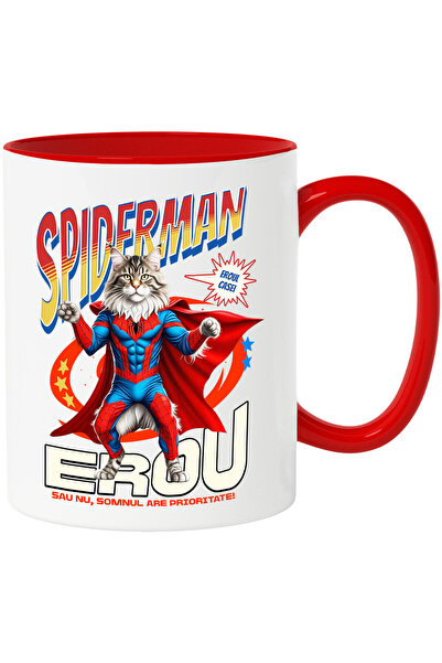 StoryGift Romania Cana cu Maine Coon Pisica In Costum de SpiderMan cu Pelerin...