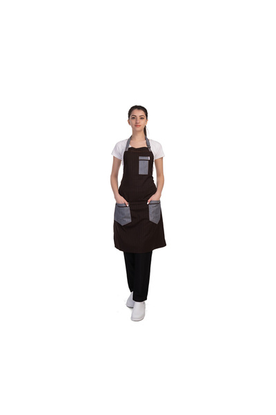 FORMTEKS Barista Boydan Çizgili Kot Önlük