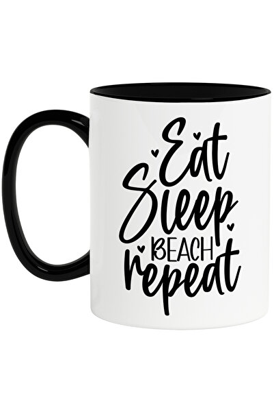 StoryGift Romania Cana cu inimioare si mesajul "Eat sleep, beach, repeat" - m...