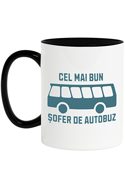 StoryGift Romania Cana Cel mai bun sofer de autobuz iubitorii de condus, 330ml, Ceramica cu Maner , Cu Maner Negru