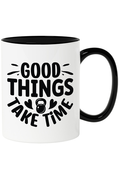 StoryGift Romania Cana cu inimioare si textul "Good things take time" - lucru...
