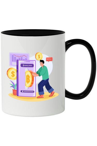 StoryGift Romania Κούπα Coin, Τηλέφωνο, Οικονομικά, Πολύχρωμη 330 ml, Κεραμικ...