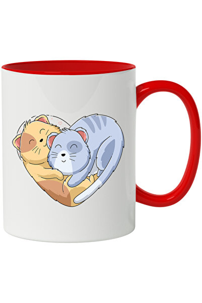 StoryGift Romania Cana Cu Doua Pisici in forma de inima, Ilustratie, yin si y...