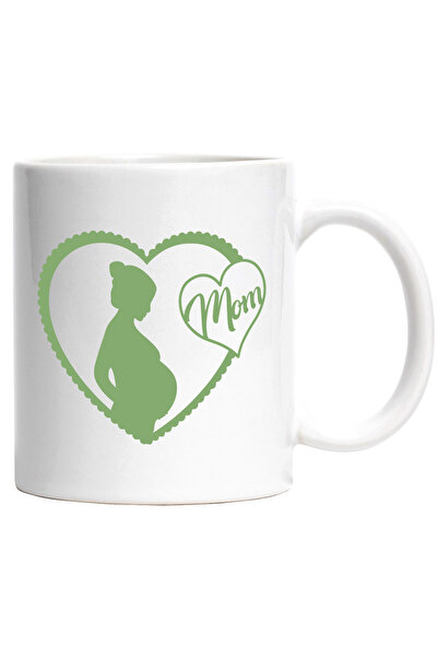 StoryGift Romania Cana cu Femeie Insarcinata, cu Mesajul Mom Forma de Inima, ...