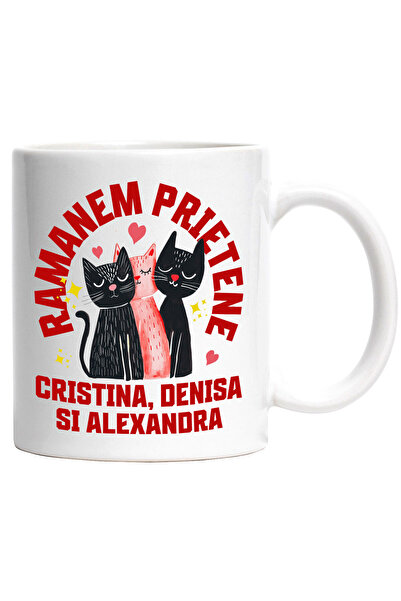 StoryGift Romania Cana cu Trei Pisici Portret Doua negre Una Roz Iubire Text ...