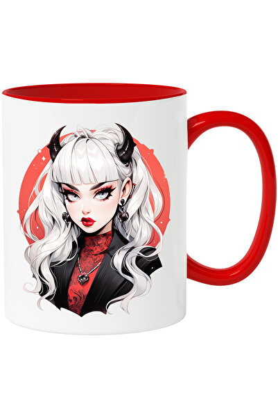 StoryGift Romania Cana cu o fata cu parul alb | ilustratie | cornite | cerc |...