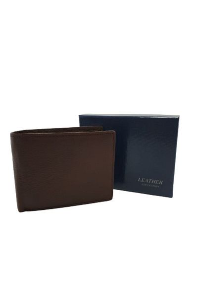 OEM Men's wallet, genuine leather, simple, Leather Collection Business, brown, 10 x 13 cm