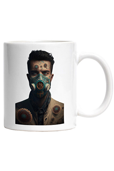 StoryGift Romania Cana cu Portret Barbat Robot, Masca de Gaz, Arta Moderna, V...