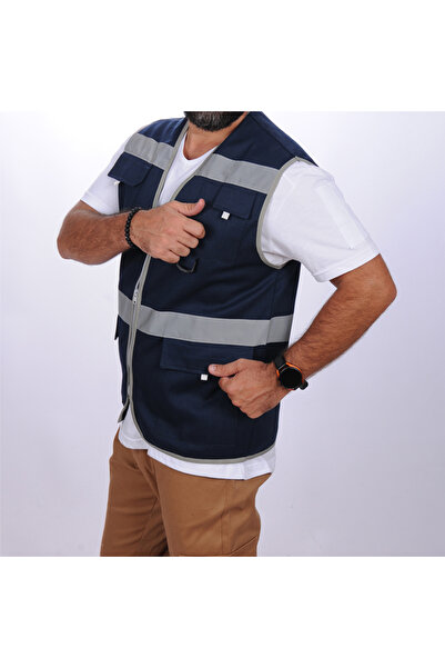 FORMTEKS İşçi Çok Cepli Reflektörlü Alet Yeleği Lacivert