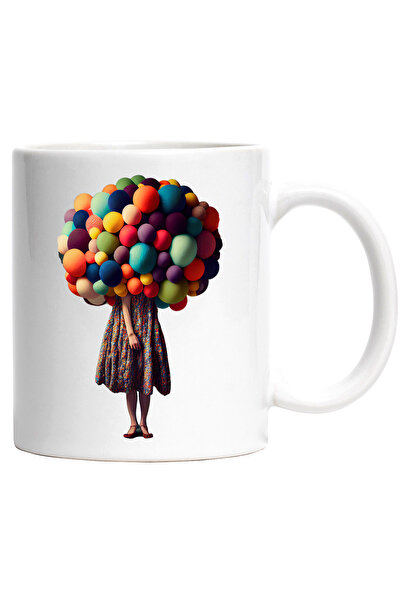 StoryGift Romania Cana Cu Arta Abstracta, Femeie, Baloane, Rochie, Pantofi, M...