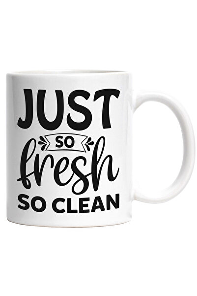 StoryGift Romania Cana cu mesajul "Just so fresh, so clean" - atat de proaspat, atat de curat cu M, Cu Maner Alb