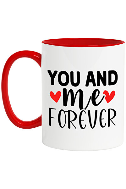 StoryGift Romania Cana pentru indragostiti cu mesajul "You and me forever" - tu cu mine pentru tot, Cu Maner Rosu
